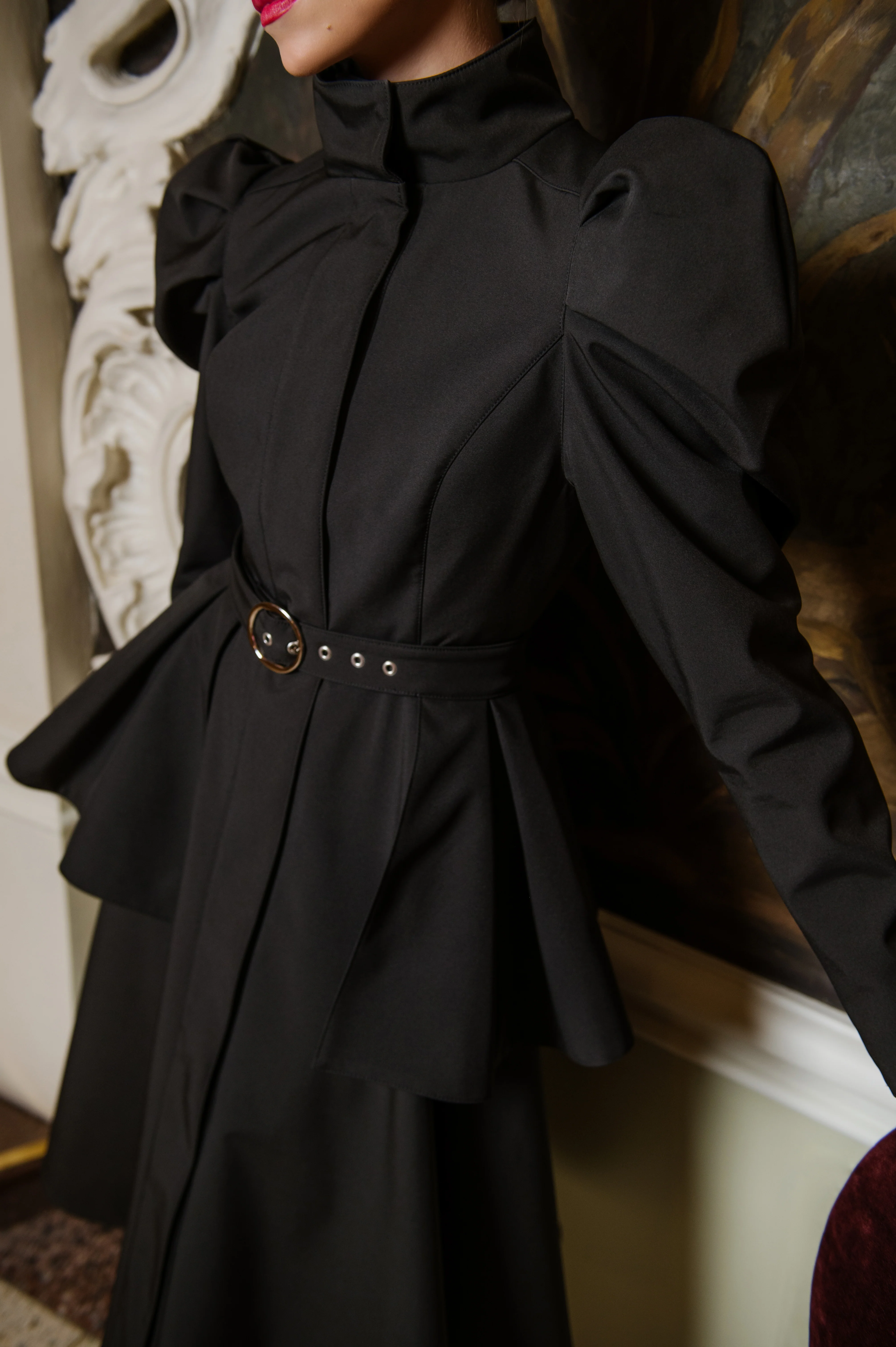 Buckle Belt with Peplum Detail in Black | Majestic Night - Image 3
