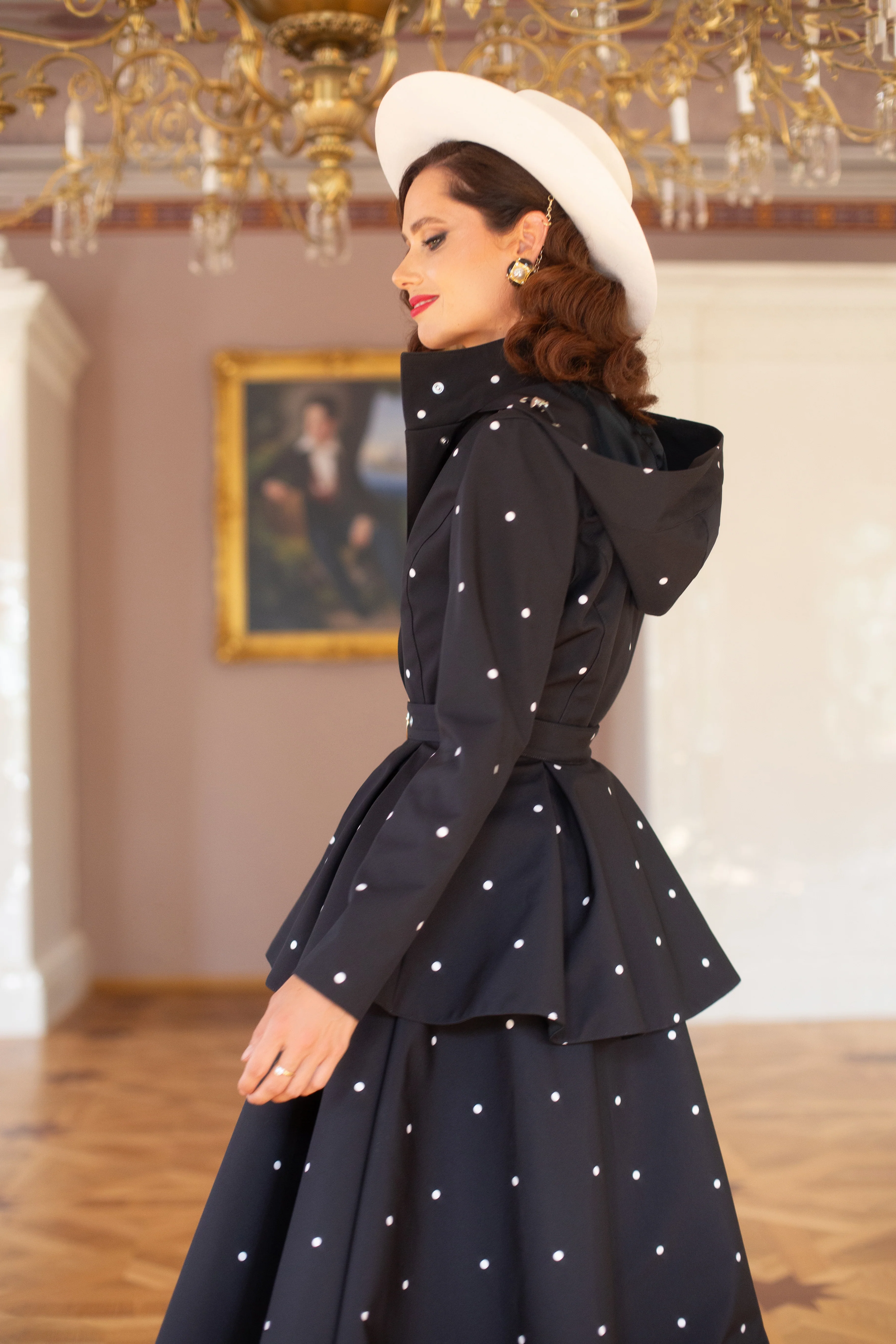 Buckle Belt with Peplum Detail in Black with White Dots | Timeless Polka Dots - Image 5