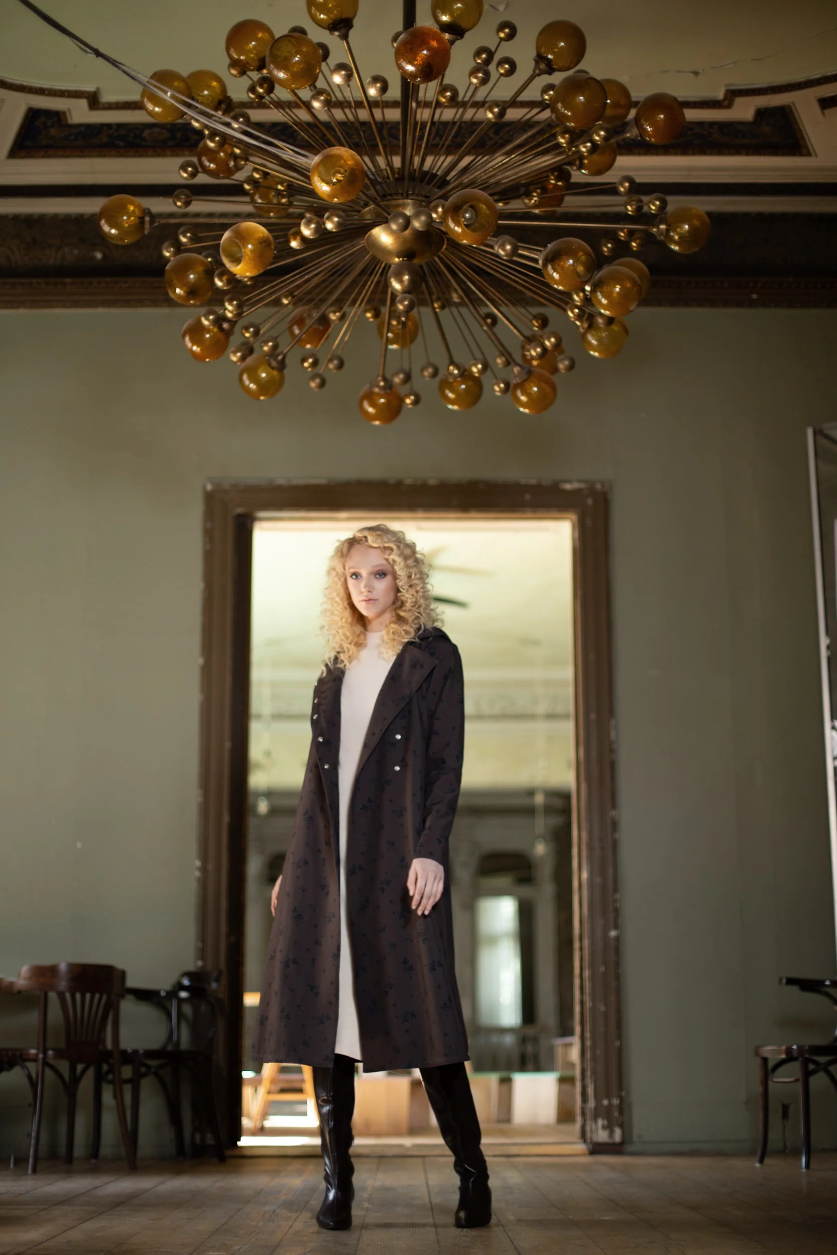 Double Breasted Trapeze Coat in Dark Brown | Velvet Leaves - Image 3