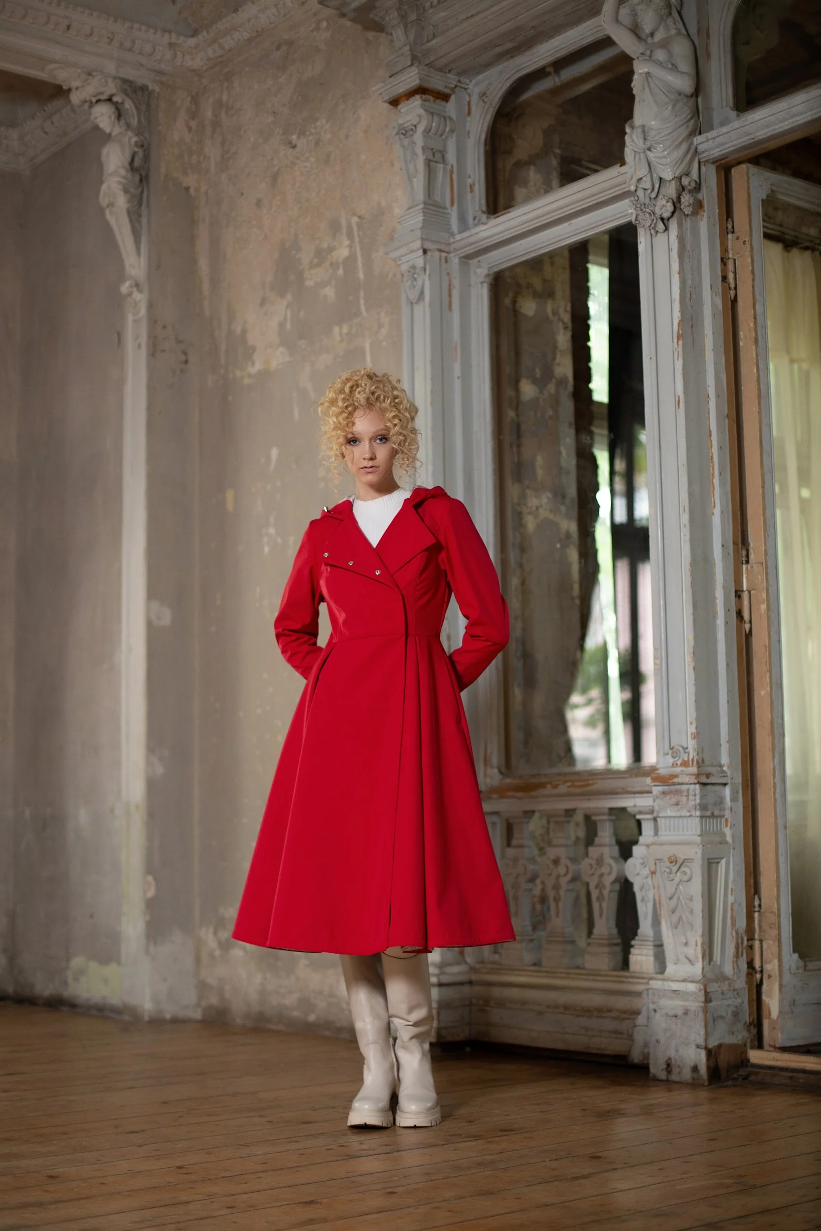 Double Breasted Trench Coat in Bright Red | Queen of Hearts - Image 5