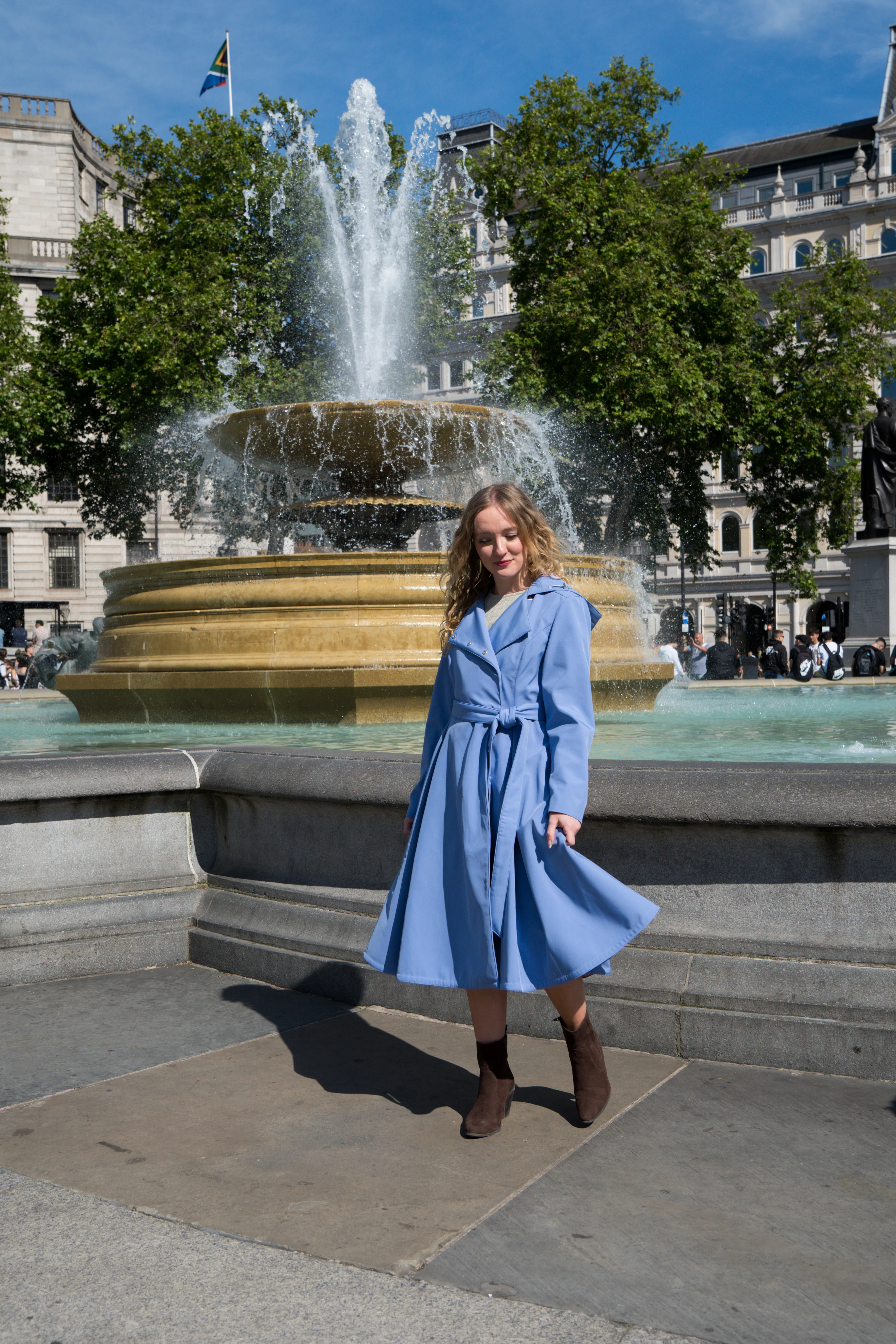 Double Breasted Trench Coat in Soft Blue | Blue Breeze - Image 8