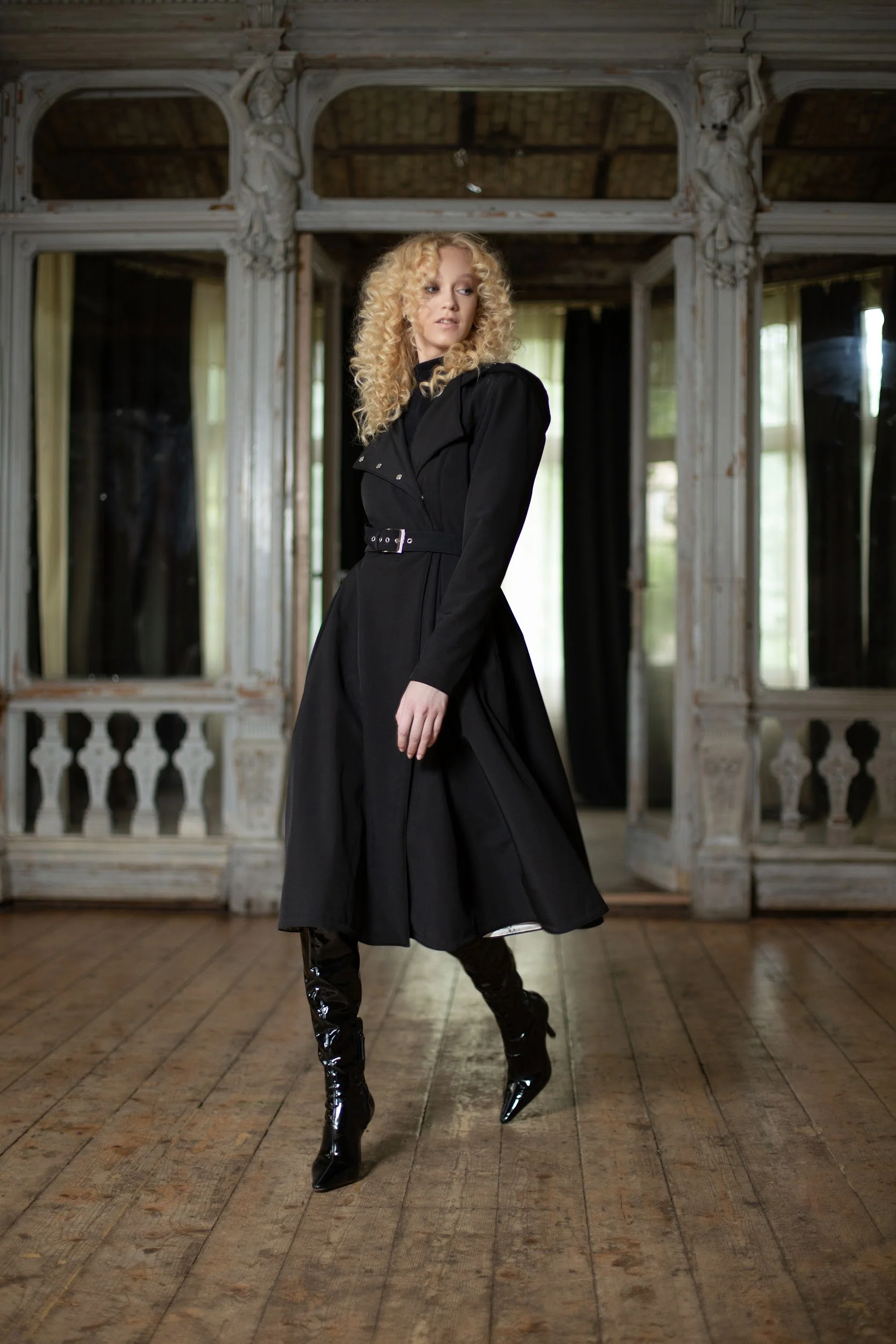 Double Breasted Trench Coat in Solid Black | Queen of Spades - Image 3