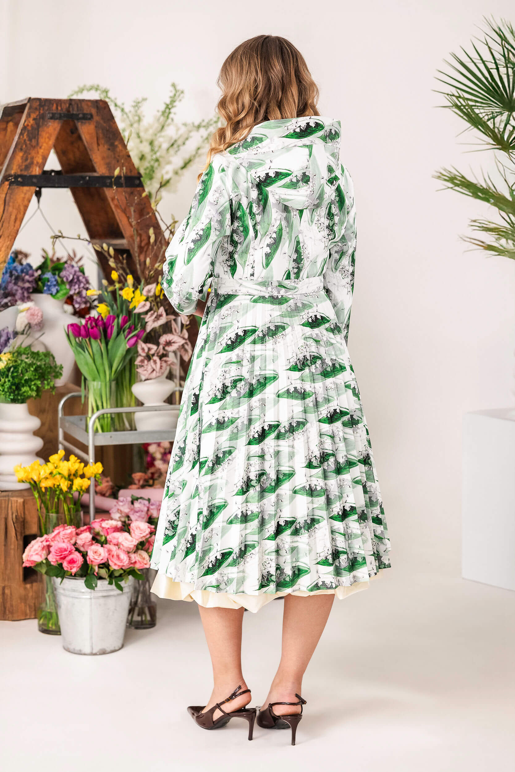 Fit and Flare Coat with A-Line Pleated Skirt for Spring | Whispers of May - Image 5