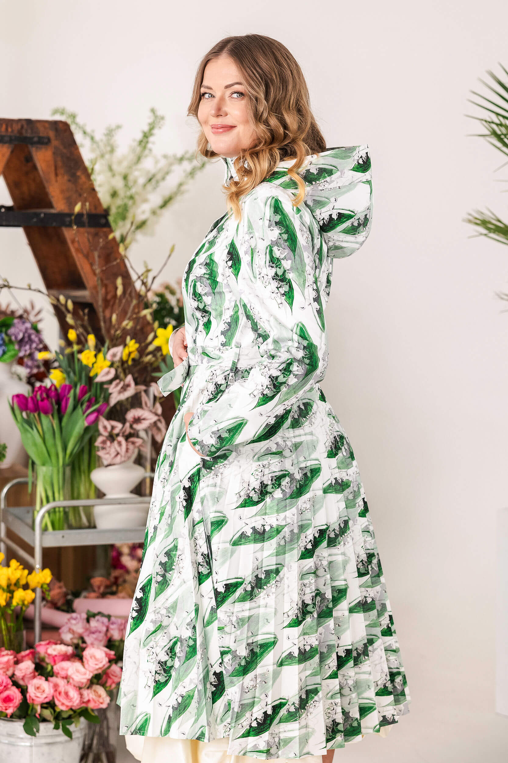 Fit and Flare Coat with A-Line Pleated Skirt for Spring | Whispers of May - Image 9