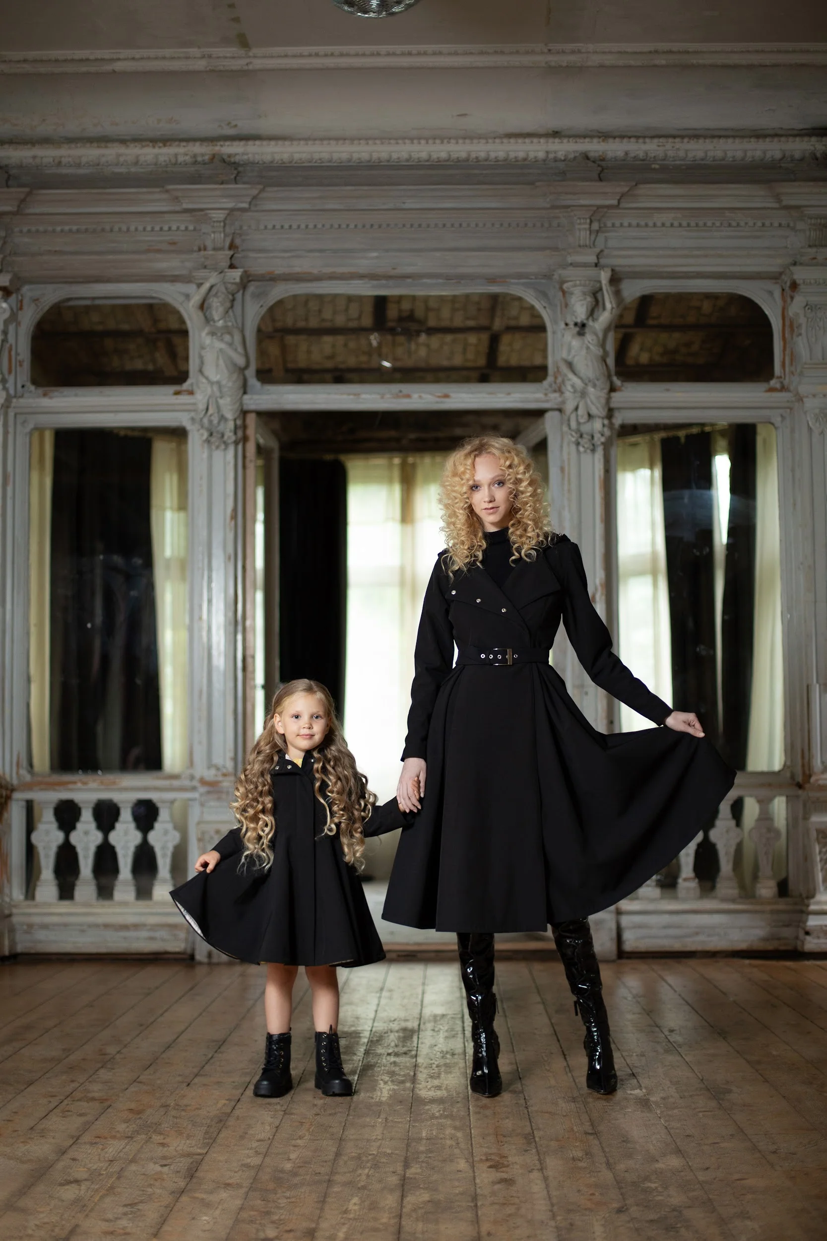 Fitted and Flared Coat for Girls in Black | Queen of Spades - Image 5
