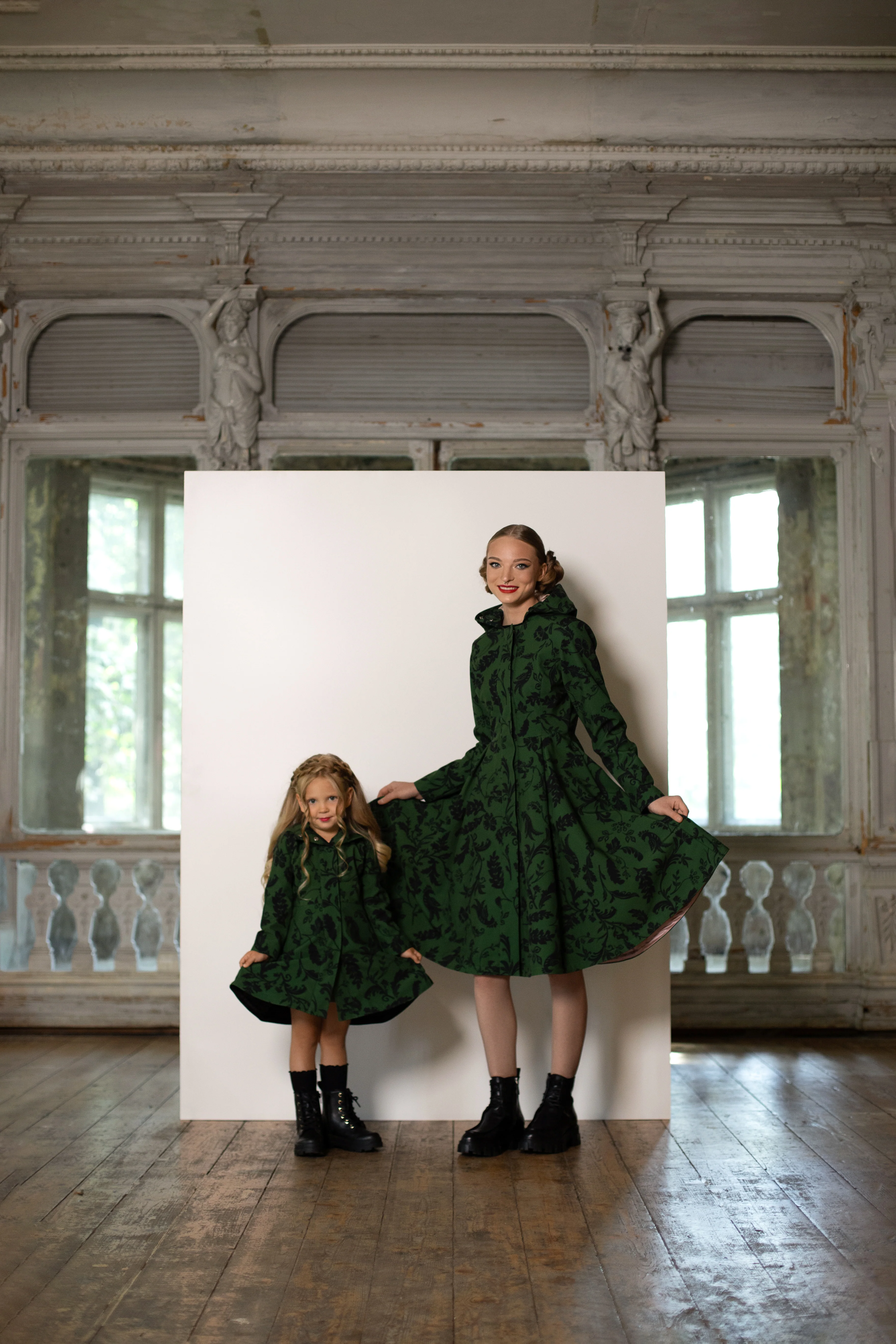 Forest Green Coat for Girls | Forest Flower - Image 4