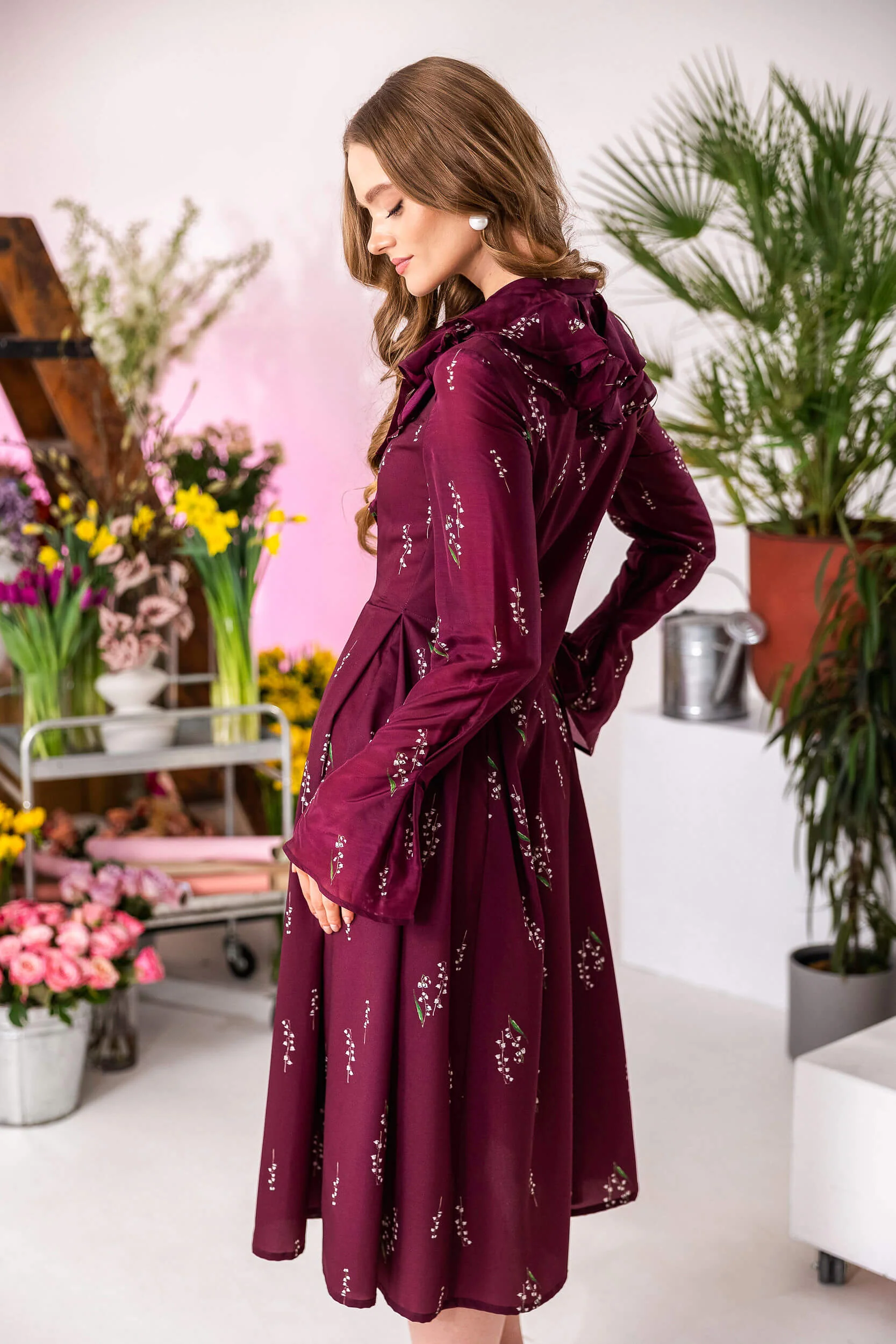 Floral Midi Dress with Ruffles | Hearts Desire - Image 6