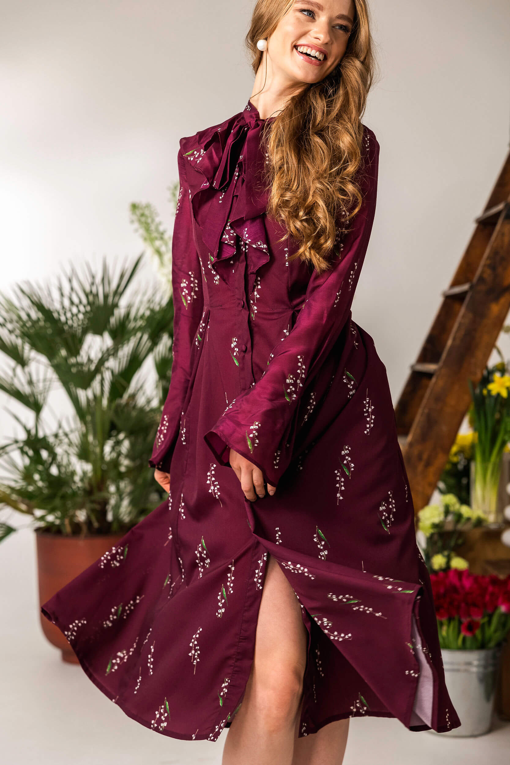 Floral Midi Dress with Ruffles | Hearts Desire - Image 8