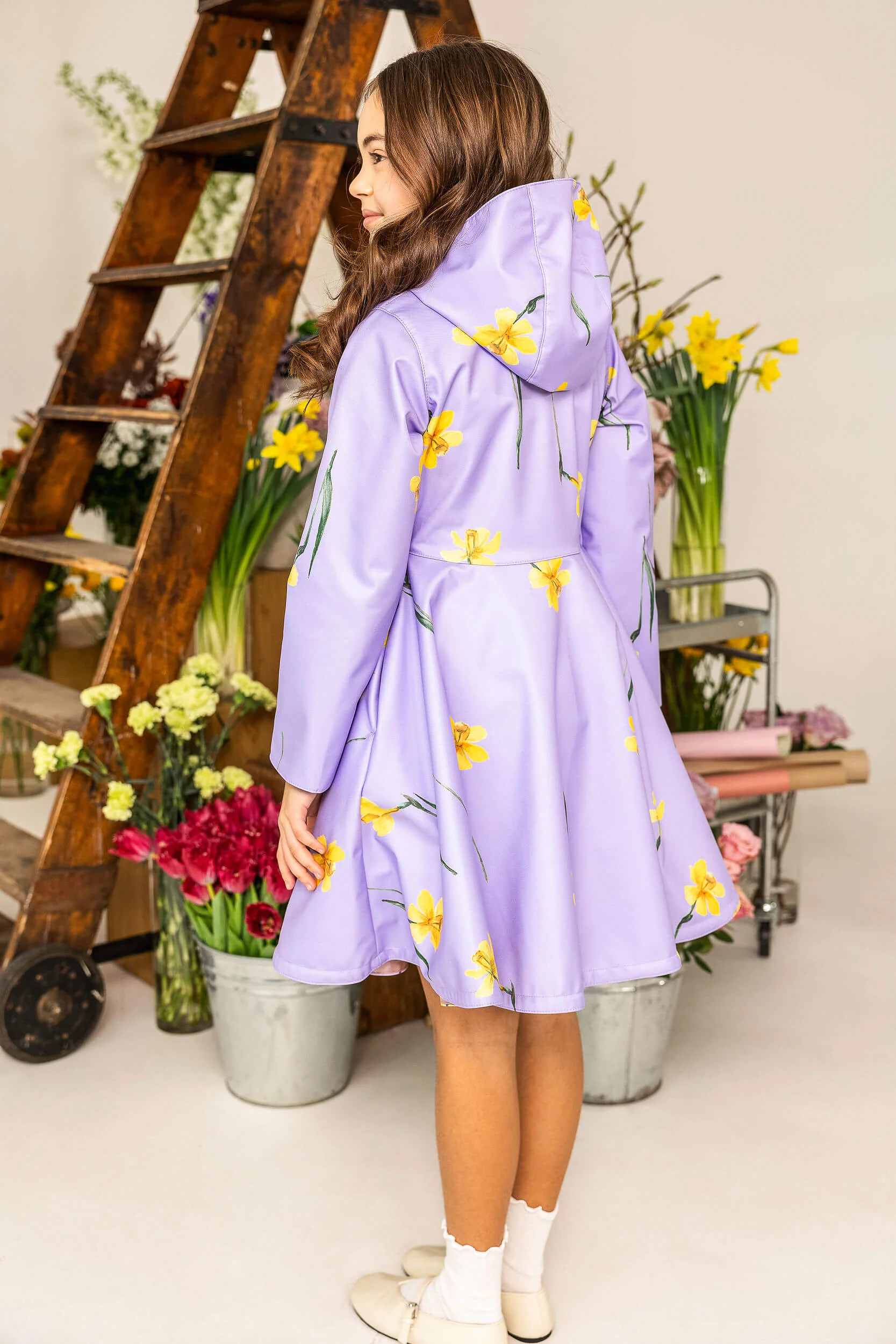 Light Purple Coat for Girls with Flower Print | Lilac Joy - Image 6