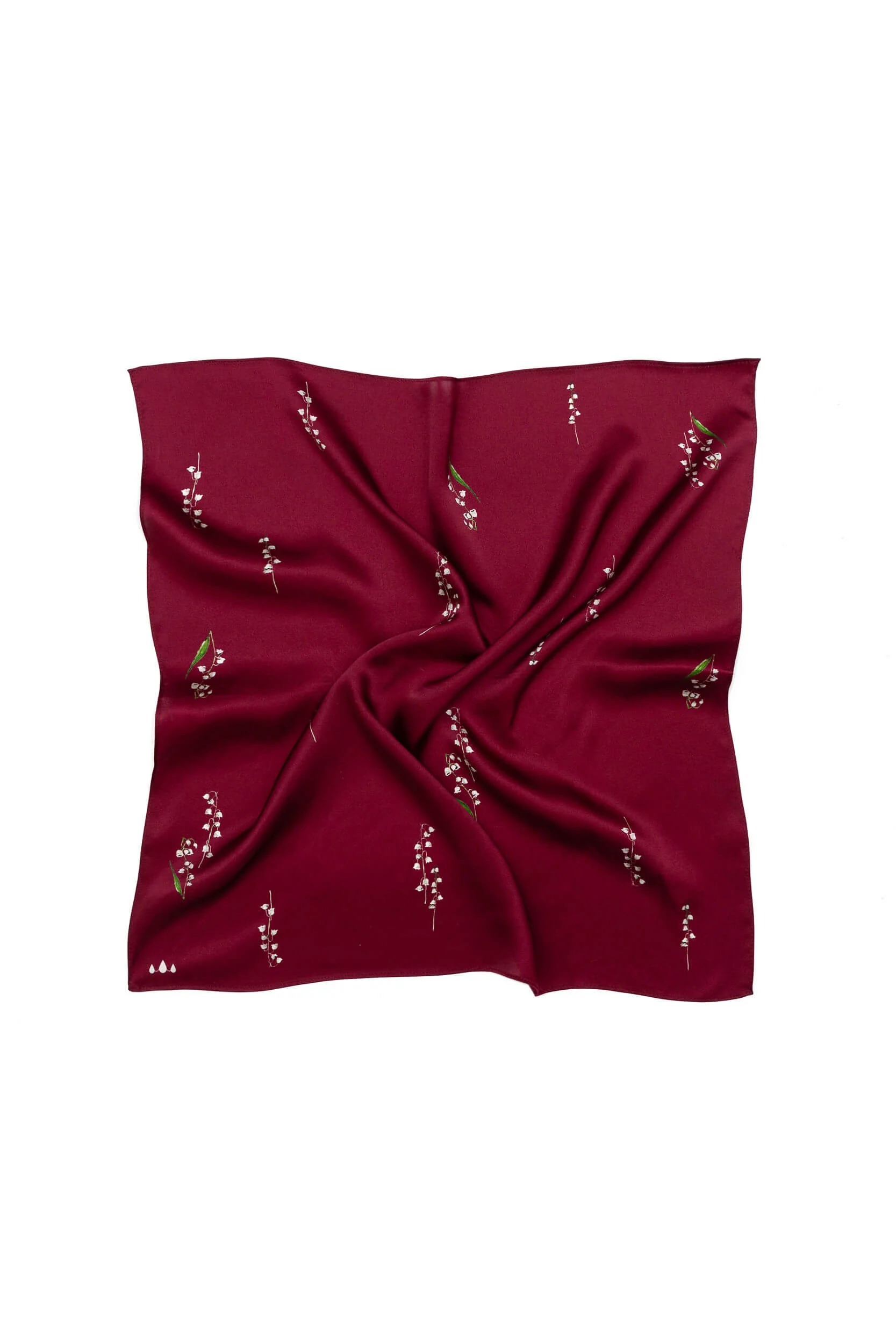 Small Floral Natural Silk Scarf | Red Collection - Image 6